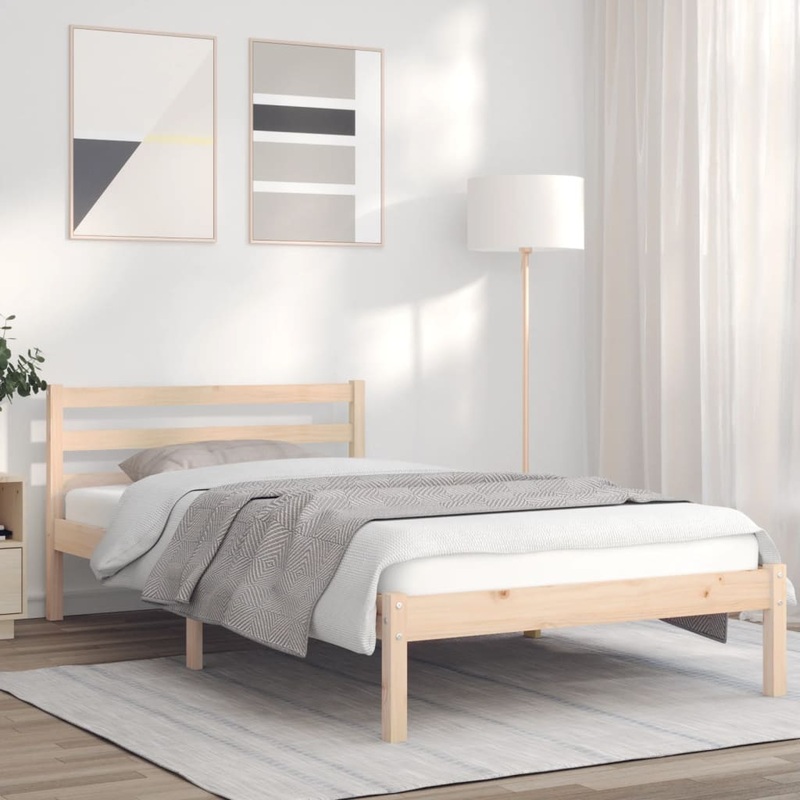 Berkfield Bed Frame 90×190 cm Solid Wood Pine 3FT Single