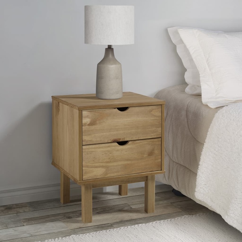 Berkfield Bedside Cabinet OTTA 46×39.5×57 cm Solid Wood Pine