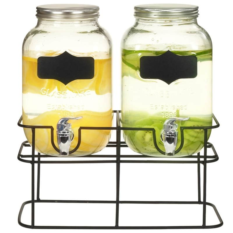Berkfield Beverage Dispensers 2 pcs with Stand 2 x 4  L Glass