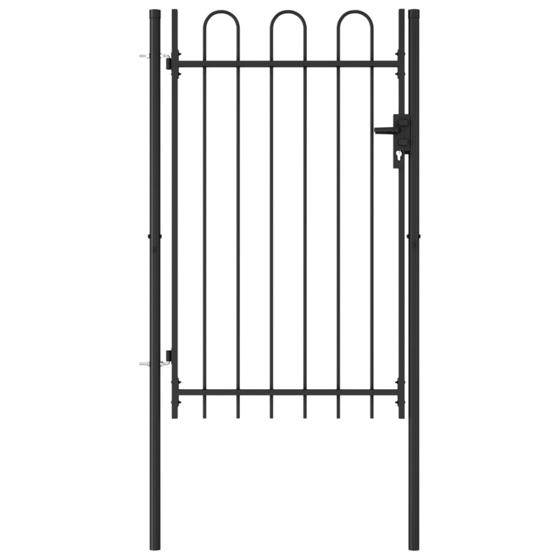 Berkfield Fence Gate Single Door with Arched Top Steel 1×1.5 m Black