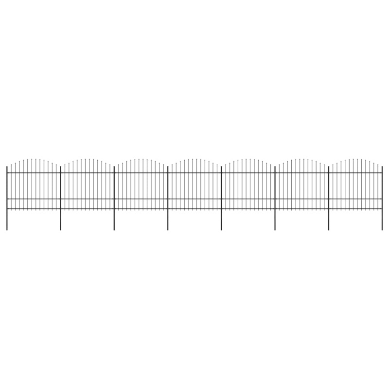 Berkfield Garden Fence with Spear Top Steel (1.5-1.75)x11.9 m Black