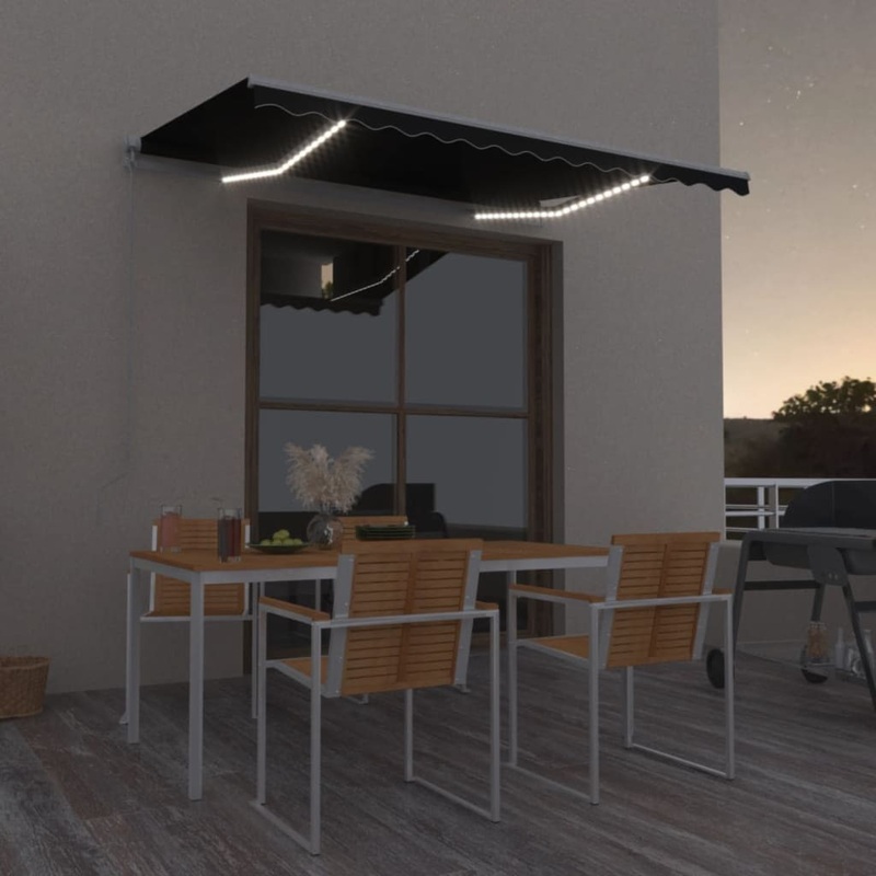 Berkfield Manual Retractable Awning with LED 350×250 cm Anthracite