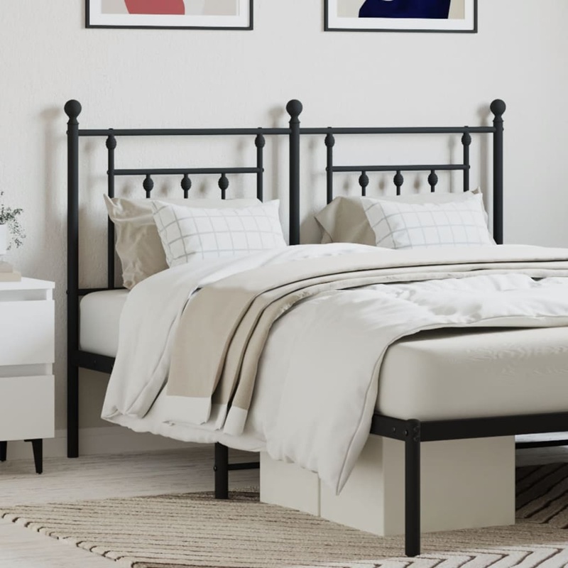 Berkfield Metal Headboard Black 140 cm