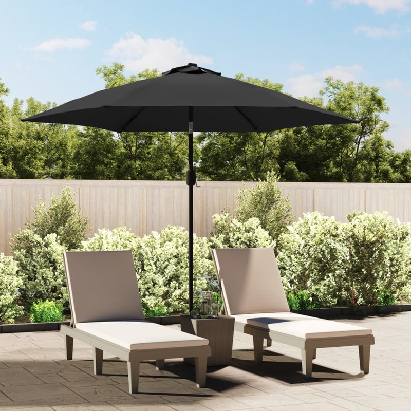Berkfield Outdoor Parasol with LED Lights and Steel Pole 300cm Anthracite