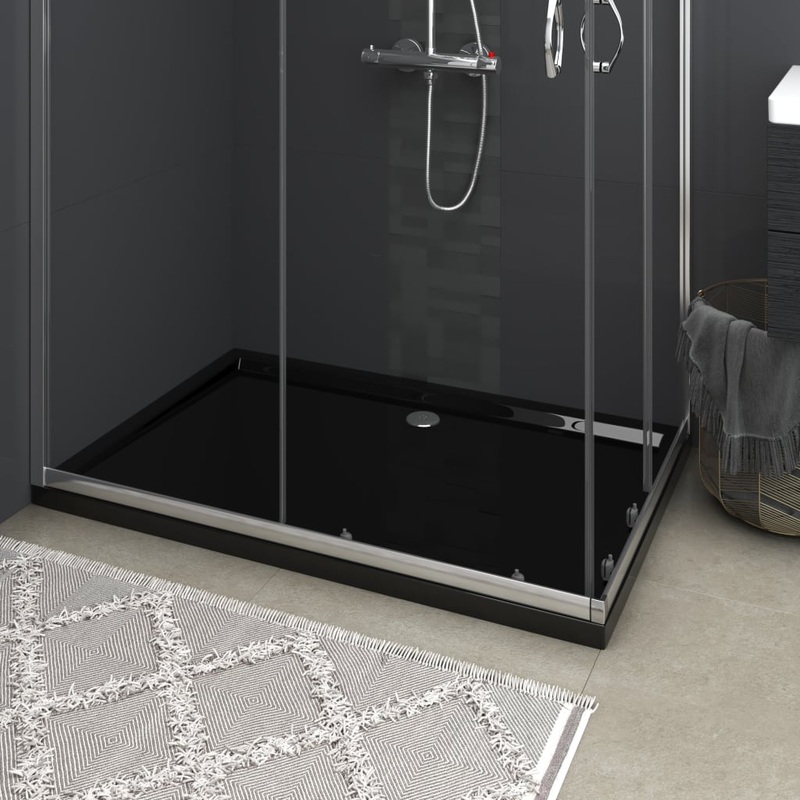 Berkfield Rectangular ABS Shower Base Tray Black 80×120 cm