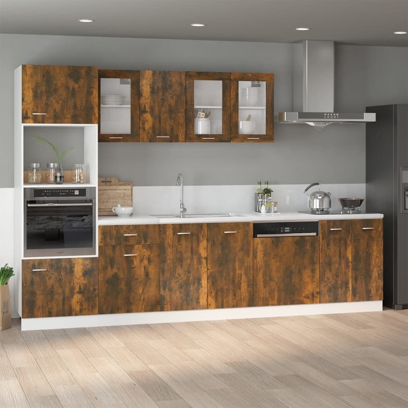 Berkfield Sink Bottom Cabinet Smoked Oak 80x46x81.5 cm Engineered Wood