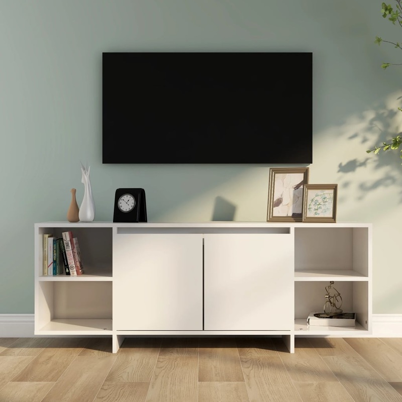 Berkfield TV Cabinet High Gloss White 130x35x50 cm Engineered Wood