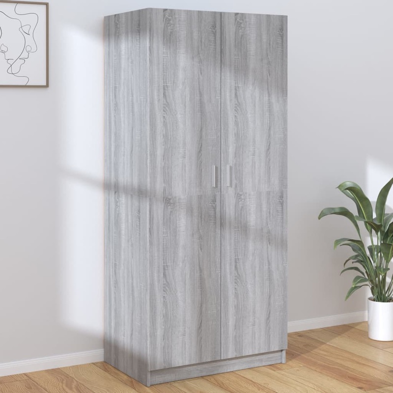 Berkfield Wardrobe Grey Sonoma 80x50x180 cm Engineered Wood