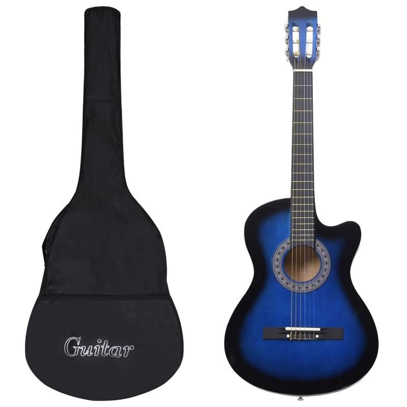 Berkfield 12 Piece Western Classical Guitar Set with 6 Strings Blue 38