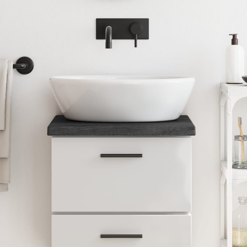 Berkfield Bathroom Countertop Dark Grey 40x40x4 cm Treated Solid Wood