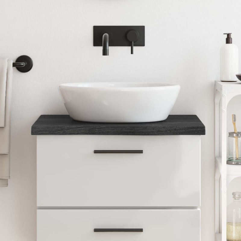 Berkfield Bathroom Countertop Dark Grey 60x50x4 cm Treated Solid Wood