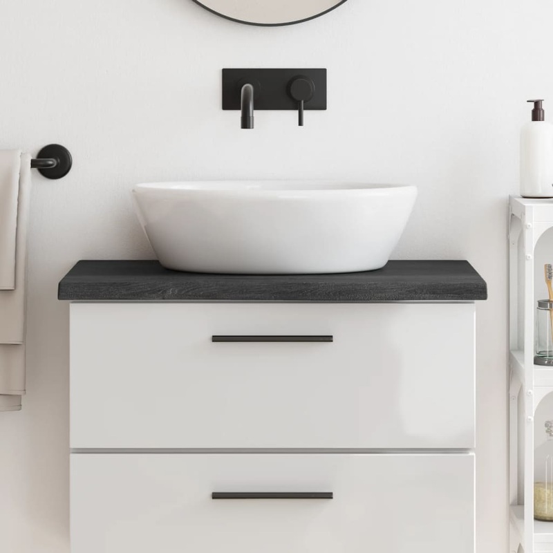 Berkfield Bathroom Countertop Dark Grey 80x30x4 cm Treated Solid Wood