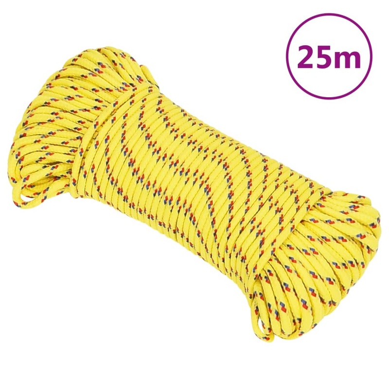 Berkfield Boat Rope Yellow 4 mm 25 m Polypropylene