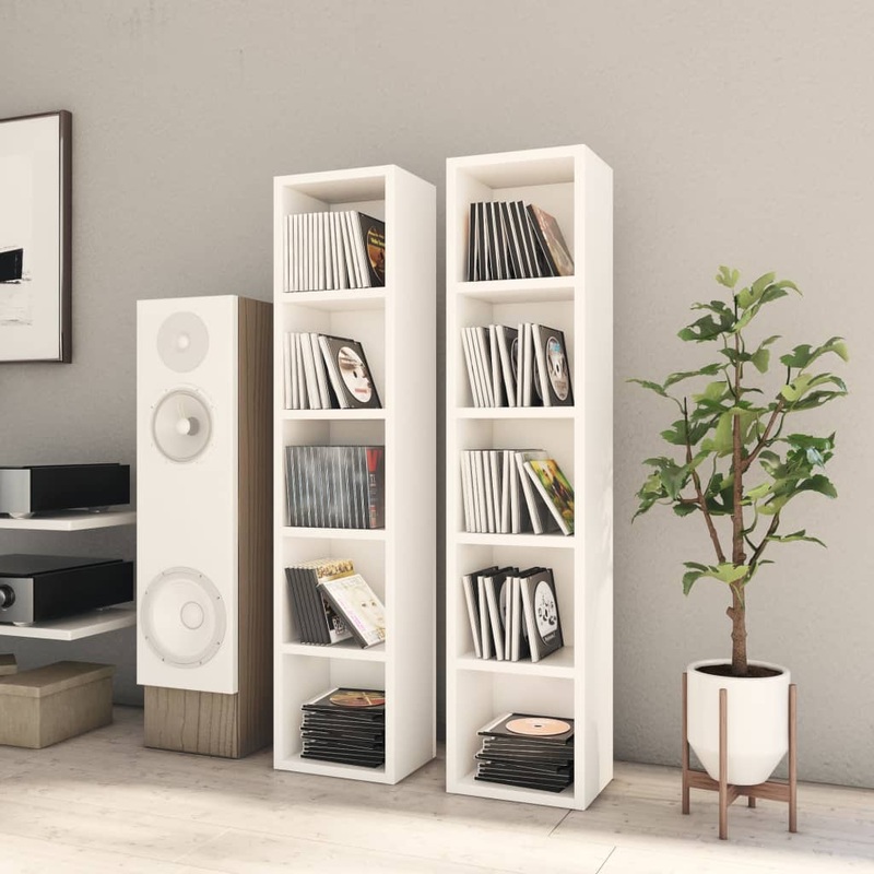 Berkfield CD Cabinets 2 pcs White 21x16x93.5 cm Engineered Wood