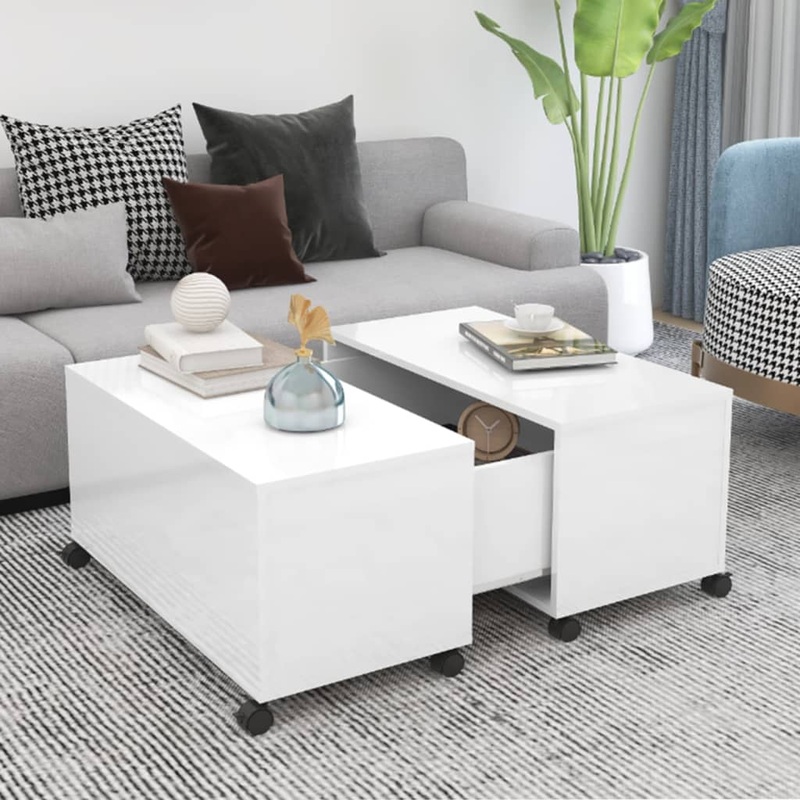 Berkfield Coffee Table High Gloss White 75x75x38 cm Engineered Wood