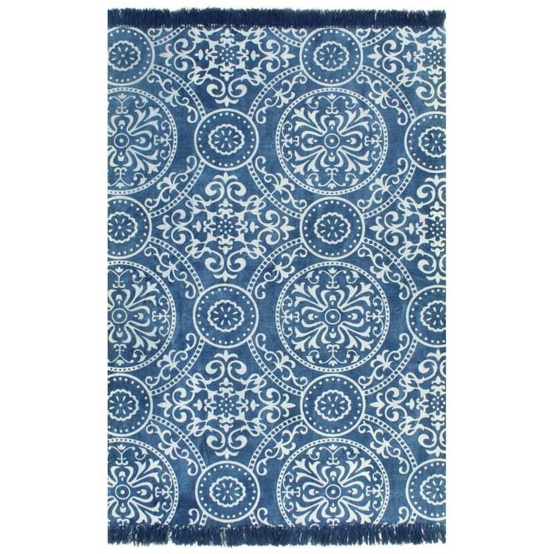Berkfield Kilim Rug Cotton 160×230 cm with Pattern Blue