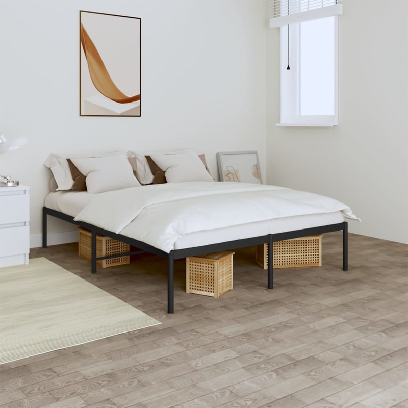 Berkfield Metal Bed Frame Black 150×200 cm 5FT King Size