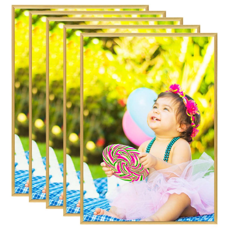 Berkfield Photo Frames Collage 5 pcs for Table Gold 18×24 cm MDF
