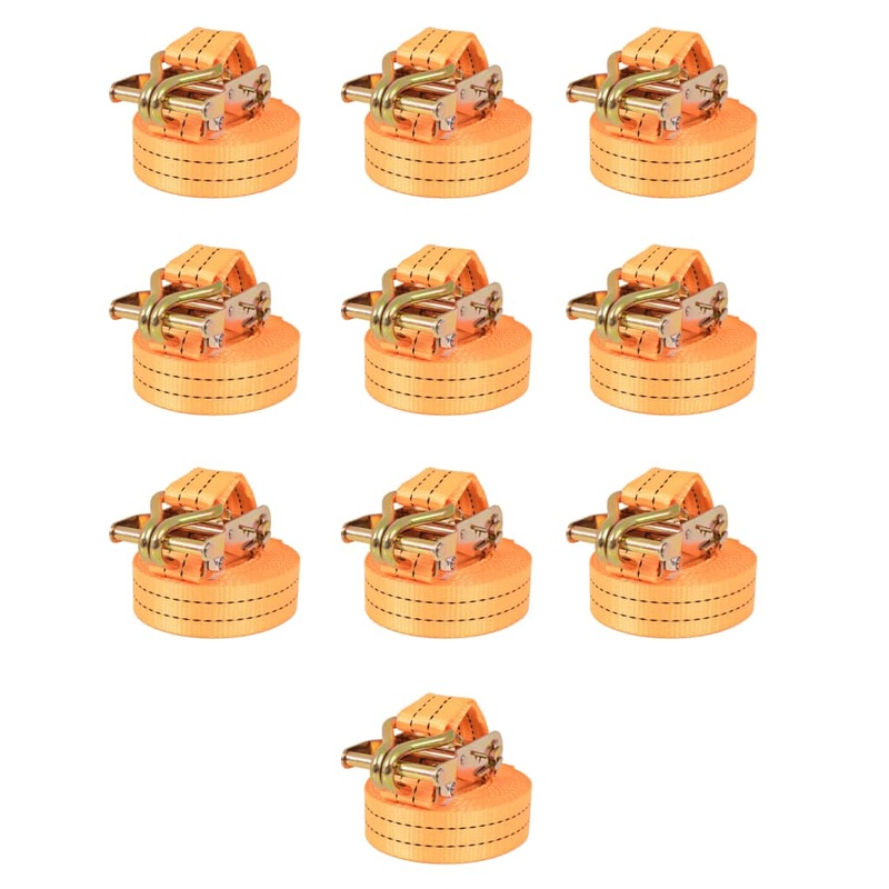 Berkfield Ratchet Tie Down Straps 10 pcs 1 Tonnes 6mx38mm Orange