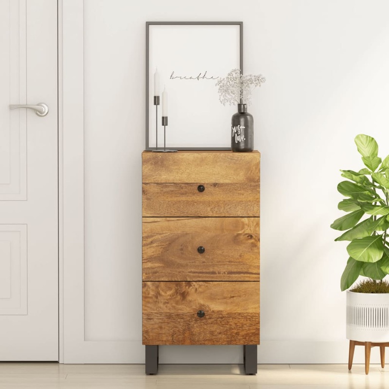 Berkfield Sideboard with 3 Drawers 40×33.5×75 cm Solid Wood Mango