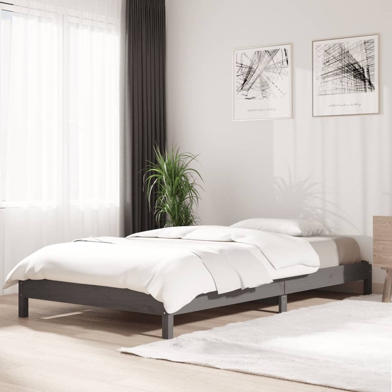 Berkfield Stack Bed Grey 90×200 cm Solid Wood Pine