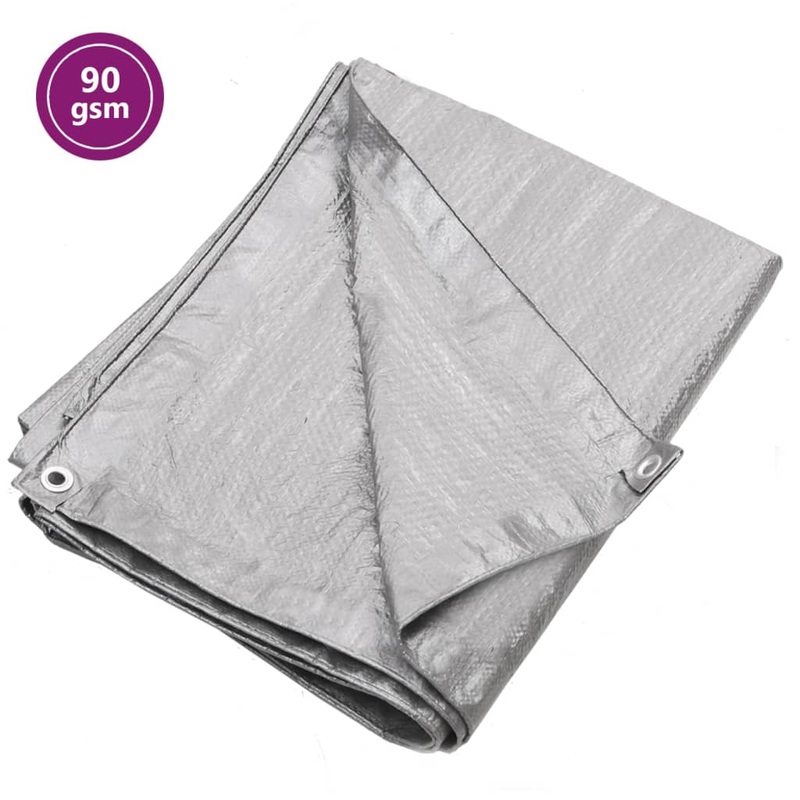Berkfield Tarpaulin 90 g/m__ 6×12 m Grey HDPE