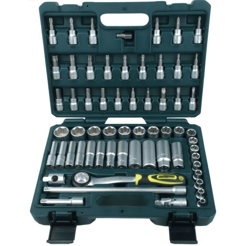 Br__der Mannesmann 61 Piece Ratcheting Socket Spanner Set 3/8 2045