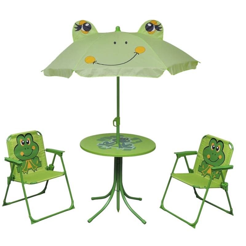 Berkfield 3 Piece Kids’ Garden Bistro Set with Parasol Green