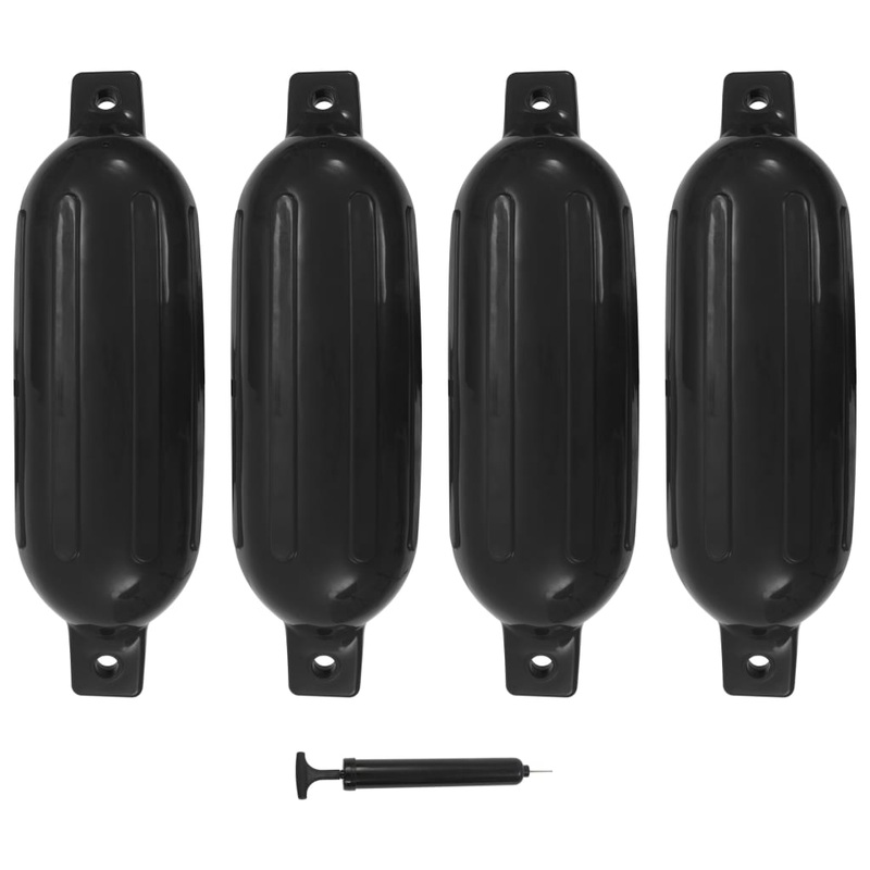 Berkfield Boat Fender 4 pcs Black 58.5×16.5 cm PVC