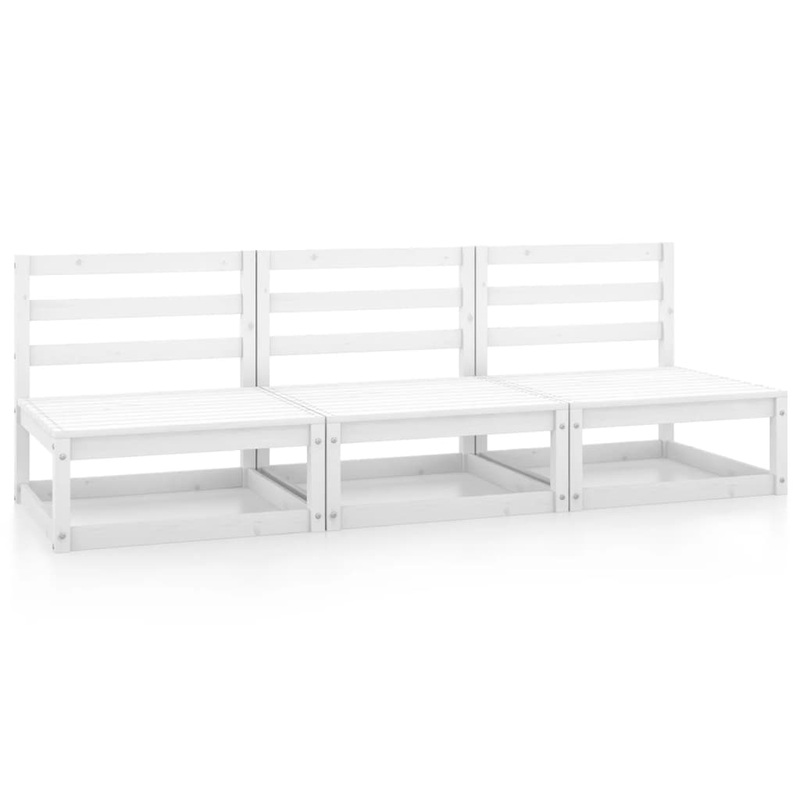 Berkfield Garden Middle Sofas 3 pcs White Solid Wood Pine