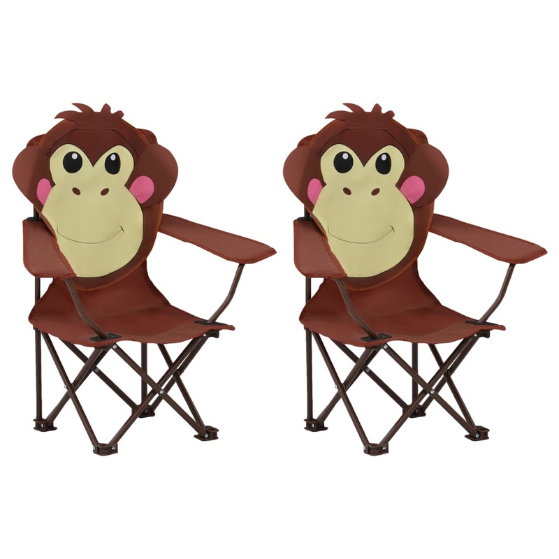 Berkfield Kids’ Garden Chairs 2 pcs Brown Fabric