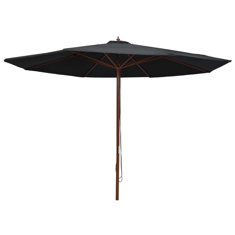 Berkfield Outdoor Parasol with Wooden Pole 350 cm Black