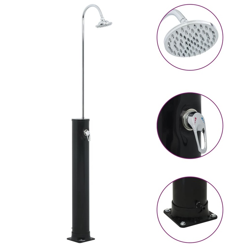 Berkfield Solar Shower Black 214 cm 20 L