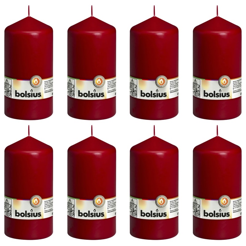 Bolsius Pillar Candles 8 pcs 150×78 cm Wine Red