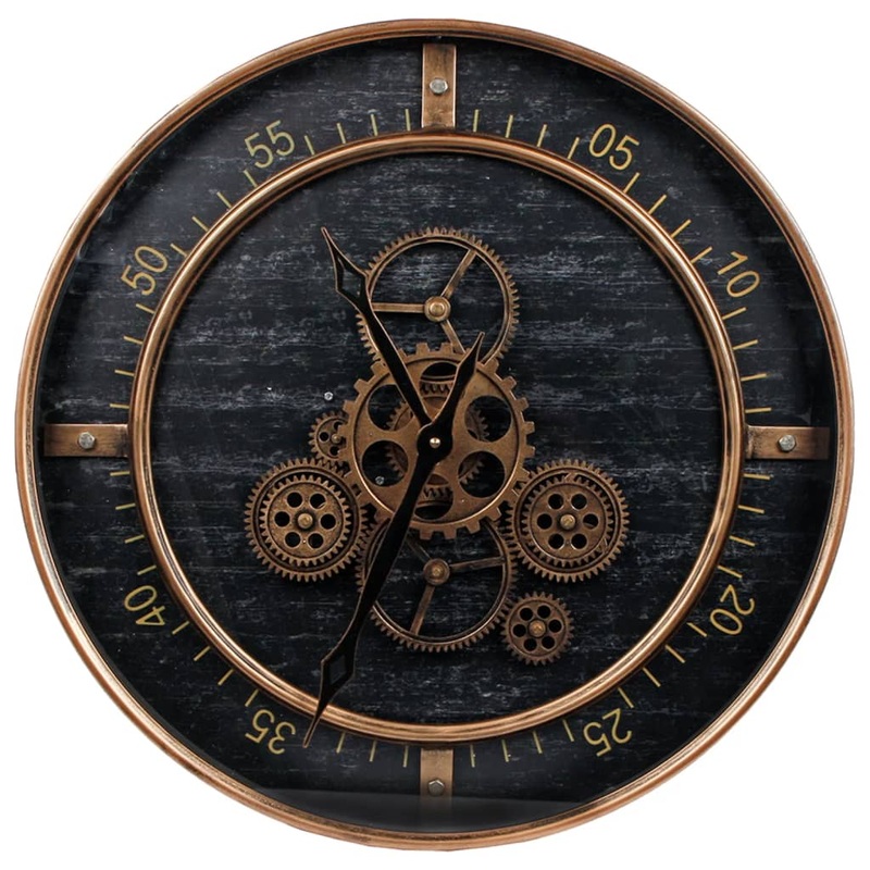 Gifts Amsterdam Radar Clock Birmingham Metal Black and Gold 50×8 cm