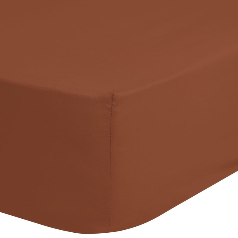 Good Morning Jersey Fitted Sheet 180×220 cm Terracotta