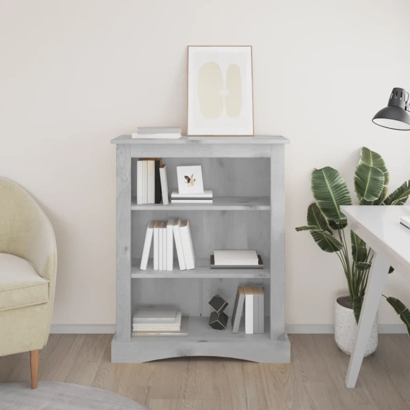 Berkfield 3-Tier Mexican Pin Bookcasee Corona Range Grey 81x29x100 cm