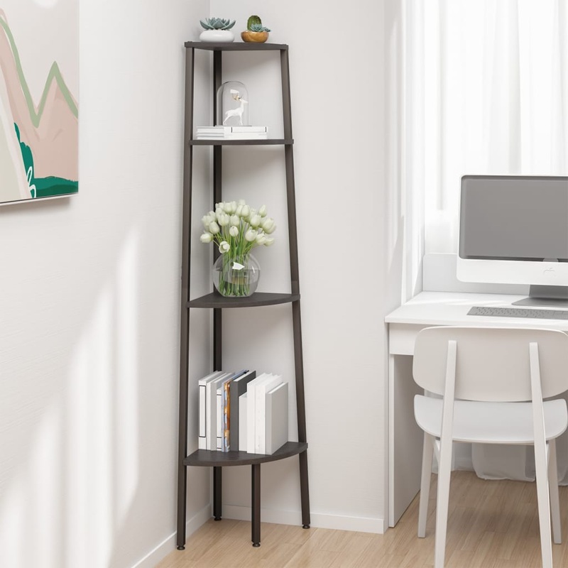 Berkfield 4-Tier Corner Shelf Black 45.5×31.5×150 cm