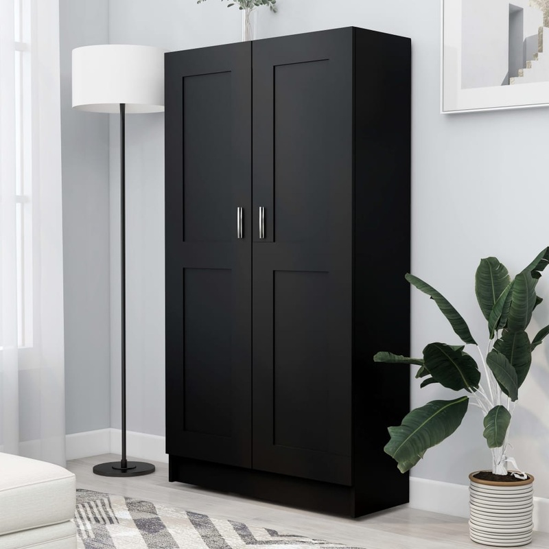 Berkfield Book Cabinet Black 82.5×30.5×150 cm Engineered Wood