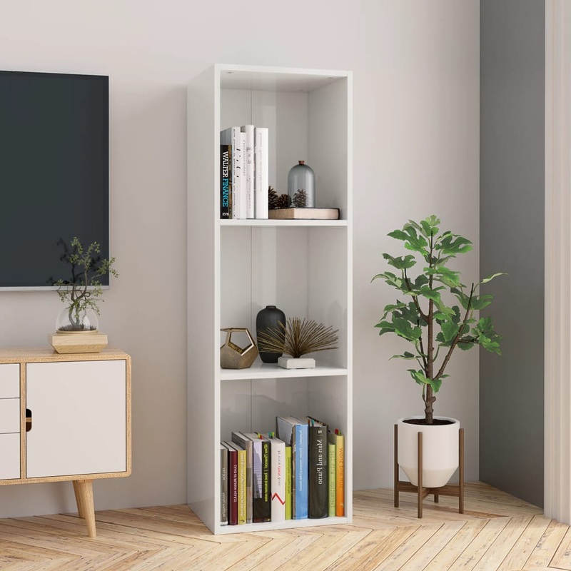 Berkfield Book Cabinet/TV Cabinet High Gloss White 36x30x114 cm Engineered Wood