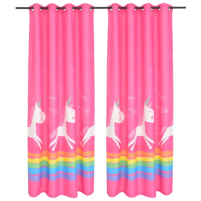 Berkfield Children’s Printed Blackout Curtains 2 pcs 140×240 cm Pink