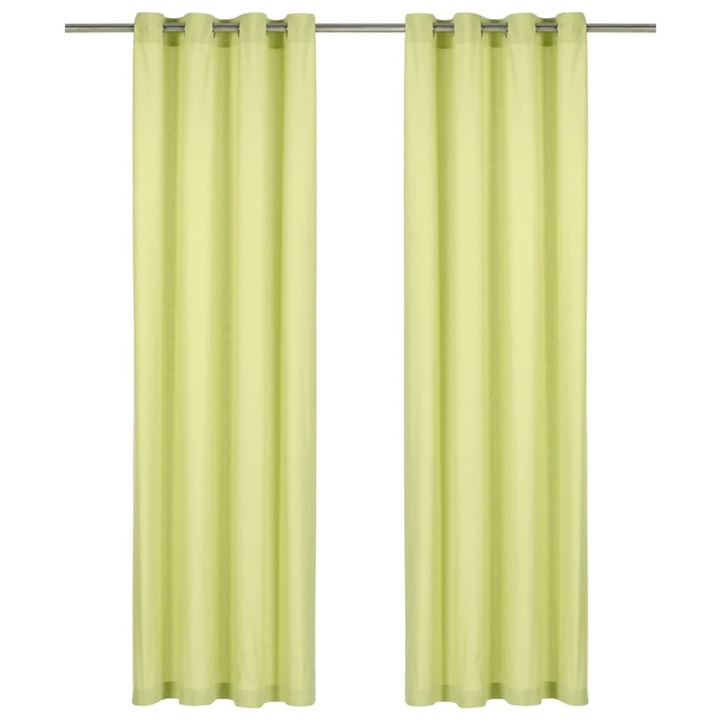 Berkfield Curtains with Metal Rings 2 pcs Cotton 140×225 cm Green