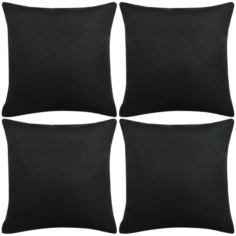 Berkfield Cushion Covers 4 pcs Linen-look Black 40×40 cm