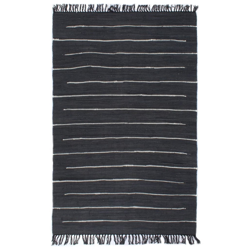 Berkfield Hand-woven Chindi Rug Cotton 160×230 cm Anthracite