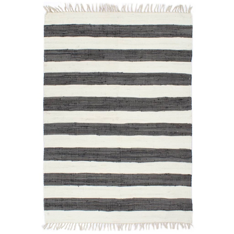 Berkfield Hand-woven Chindi Rug Cotton 200×290 cm Anthracite and White