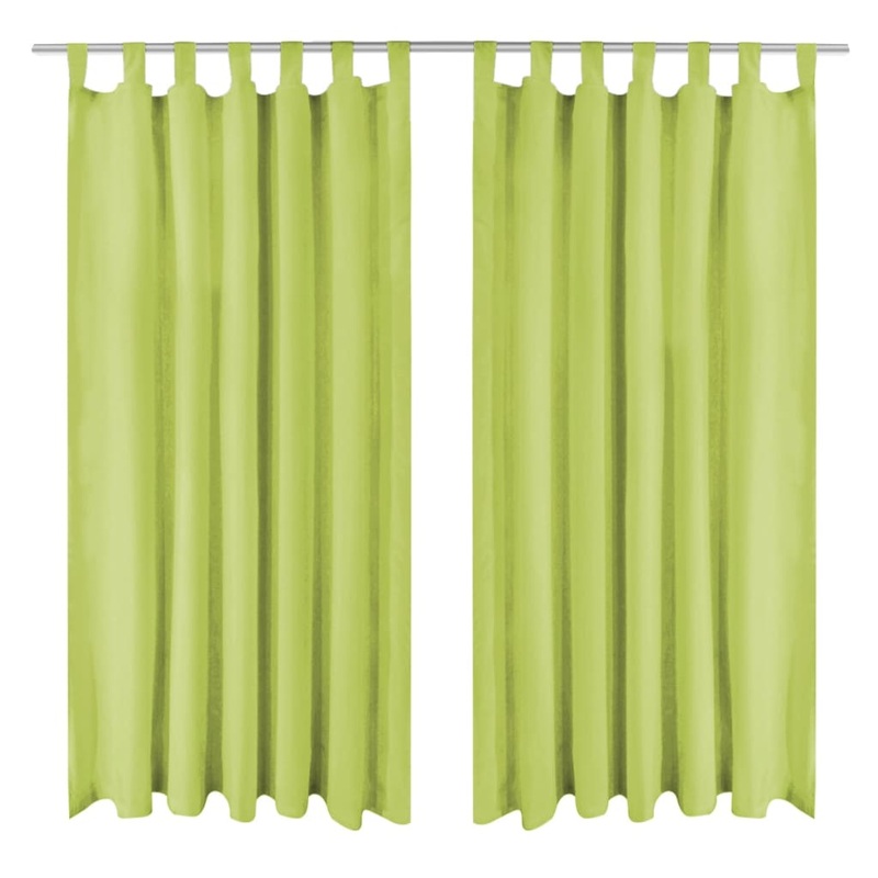 Berkfield Micro-Satin Curtains 2 pcs with Loops 140×225 cm Green