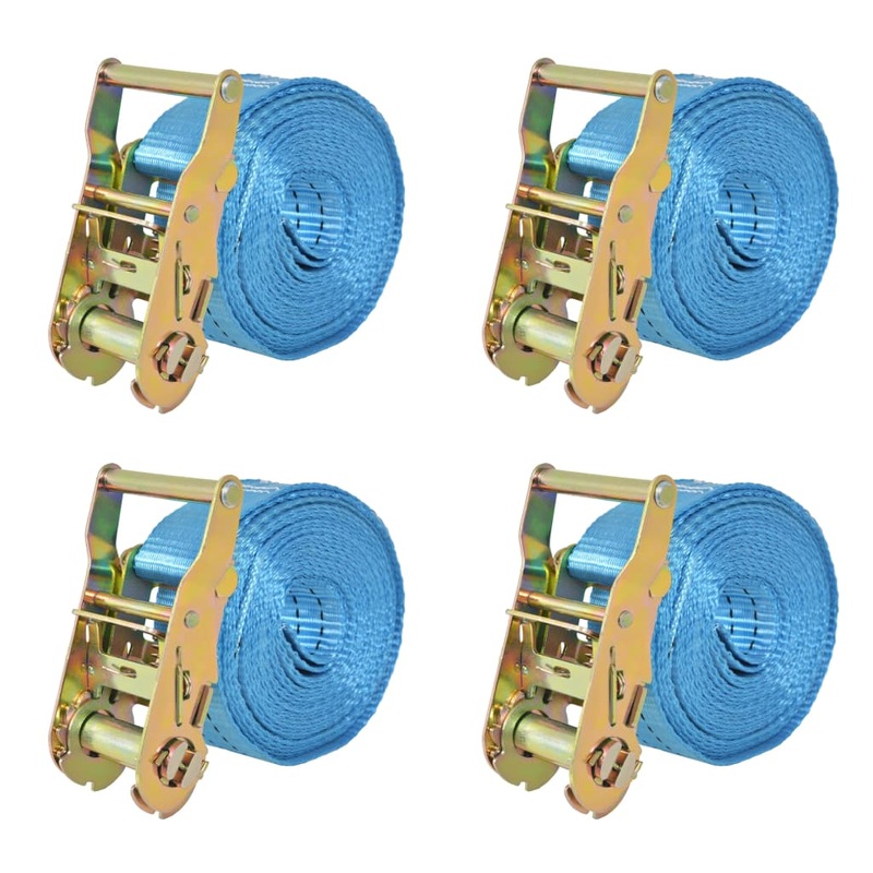 Berkfield Ratchet Tie Down Straps 4 pcs 2 Tonnes 6mx38mm Blue