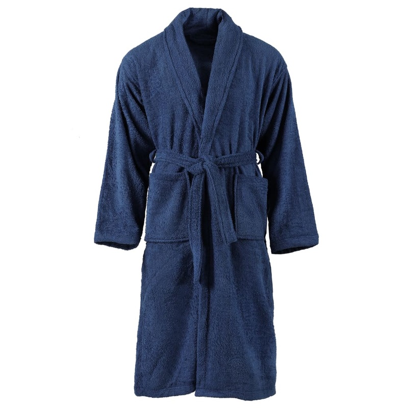 Berkfield Unisex Terry Bathrobe 100% Cotton Navy M