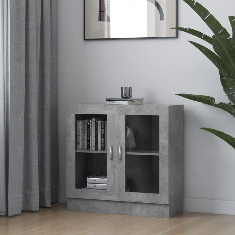 Berkfield Vitrine Cabinet Concrete Grey 82.5×30.5×80 cm Engineered Wood