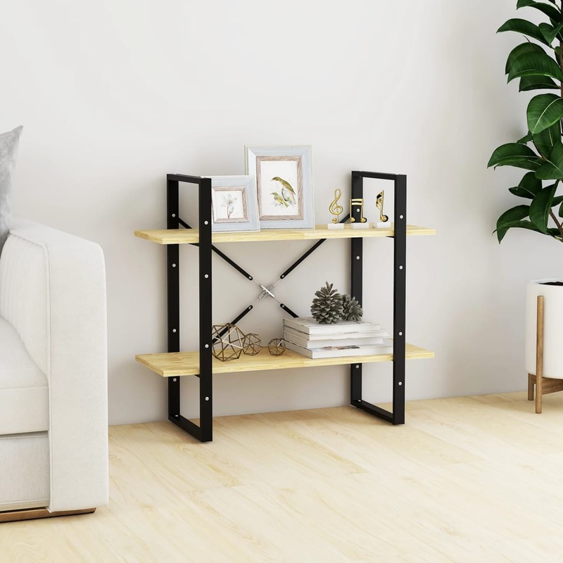 Berkfield 2-Tier Book Cabinet 80x30x70 cm Solid Pine Wood